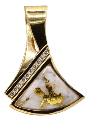 The 20th Street: Gold Quartz Pendant with Natural Diamonds