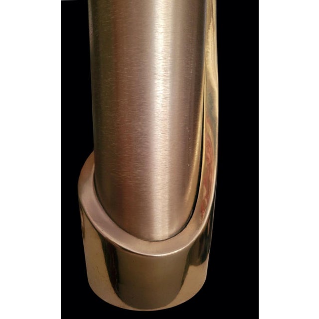 1960s 1960s Mid Century Modern Cylindrical Tall Slim Modern Brushed Brass Table Lamp by Laurel Company For Sale - Image 5 of 9