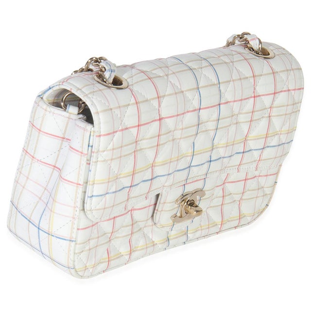 Traditional White Multicolor Calfskin Tweed Print Mini Rectangular Flap Bag For Sale - Image 3 of 9