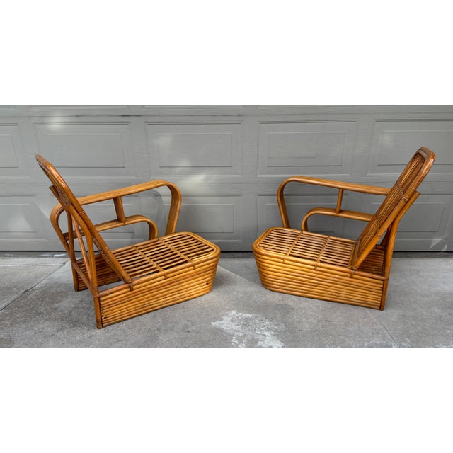 Tan Paul Frankl Style Rattan Bamboo Pretzel One-Arm Club Lounge Chairs Loveseat Sofa For Sale - Image 8 of 13