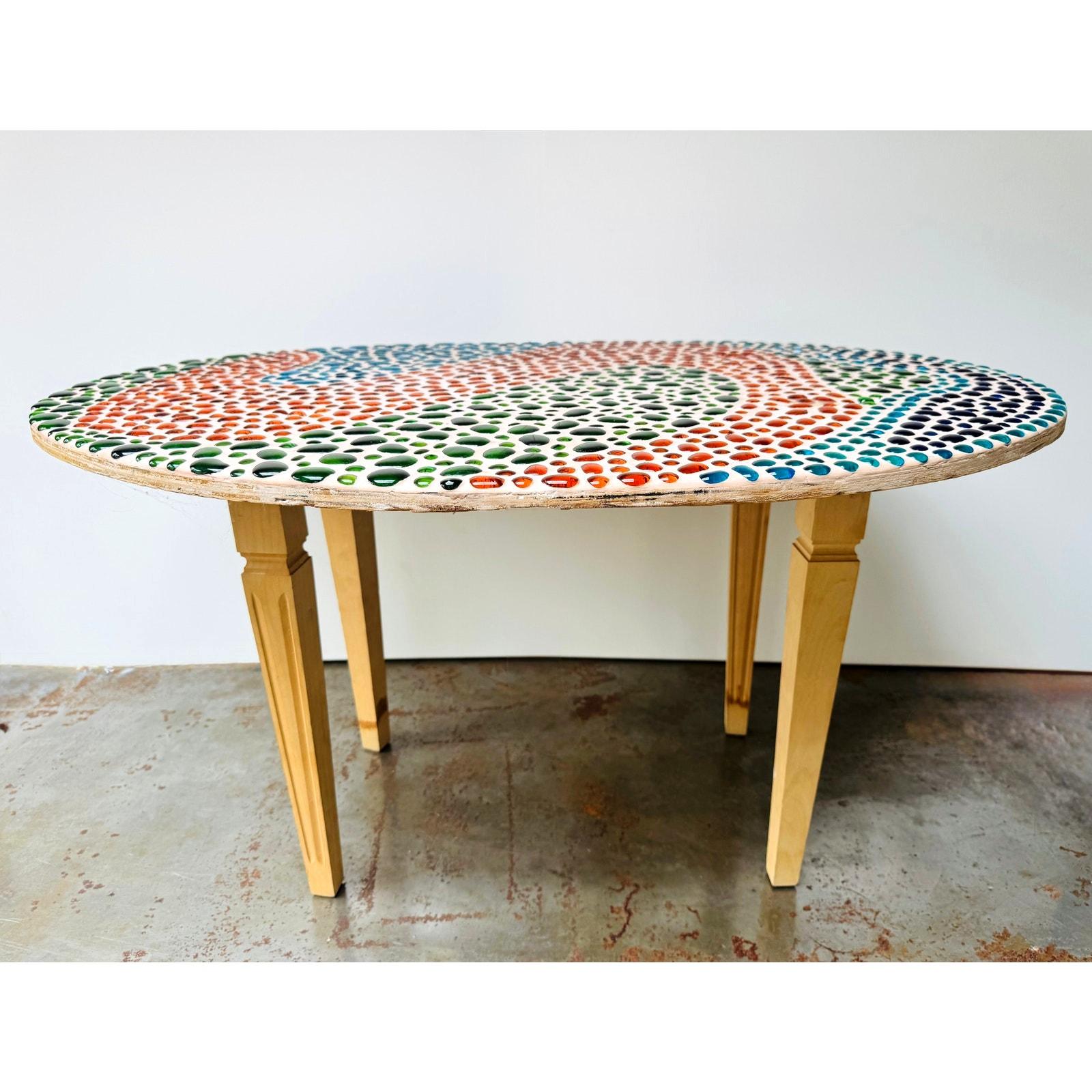 1967 Signed Psychedelic Glass Mosaic Coffee Table Studio Craft