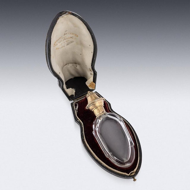 19th Century French 18k Gold Mounted Scent Perfume Bottle, 1890s For Sale - Image 6 of 16