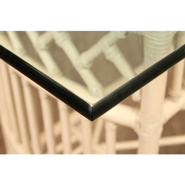 Ficks Reed Glass Top Rattan Console For Sale In Philadelphia - Image 6 of 12