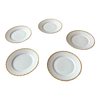 Early 1900s French Gold Beveled Luncheon Plates, Limoges, France-Set of 5 For Sale