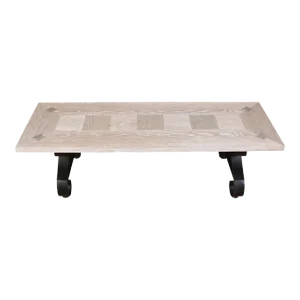 Cerused Oak Coffee Table With Scroll Iron Base
