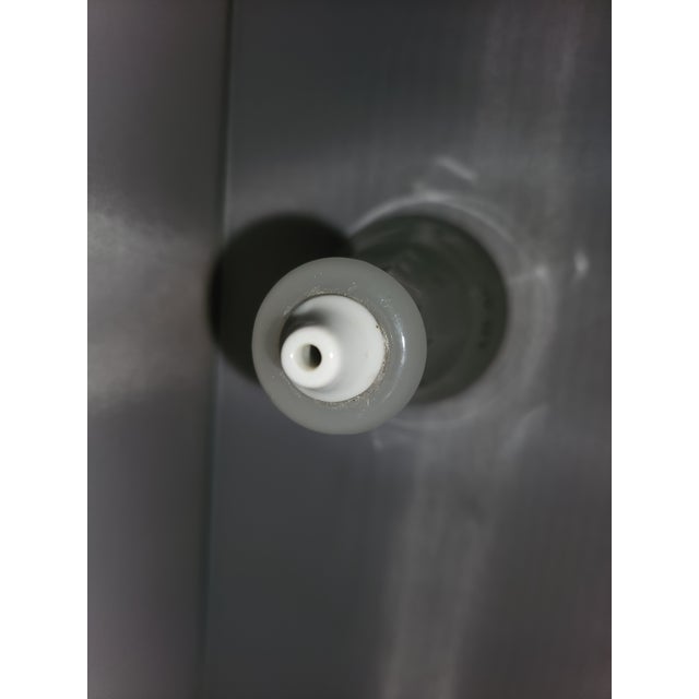 Late 19th Century Late 19th Century Victorian Milk Glass Barber Bottle Labeled for Lilac Water With Corked Ceramic Spout For Sale - Image 5 of 13