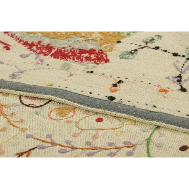 Textile Rug & Kilim’s Suzani Style Kilim in Cream With Polychrome Paisleys and Florals For Sale - Image 7 of 7