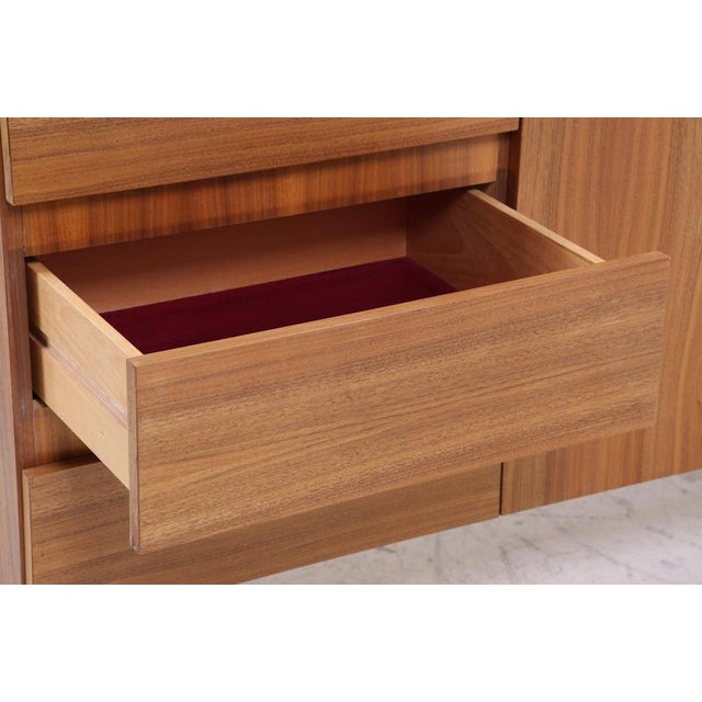 Brown Vintage Walnut Sideboard with Drawers and Compartments, 1960s For Sale - Image 8 of 11