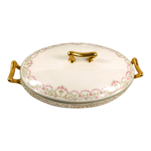 Antique Elite Limoges Bawo Dotter Covered Oval Casserole Dish