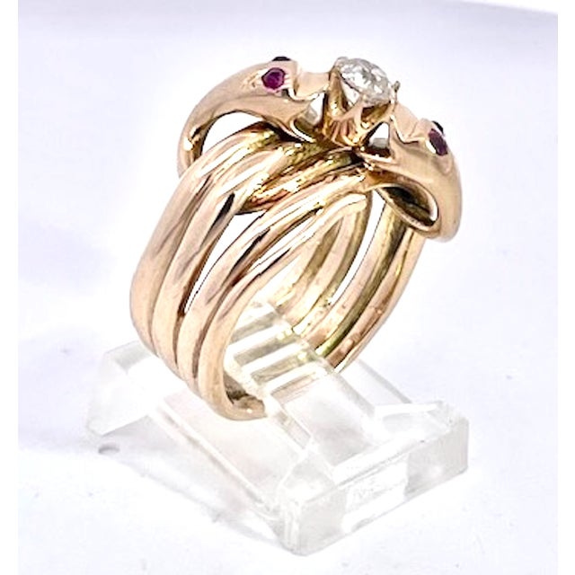 1950s Double Snake Ring Lovers Knot For Sale - Image 11 of 14