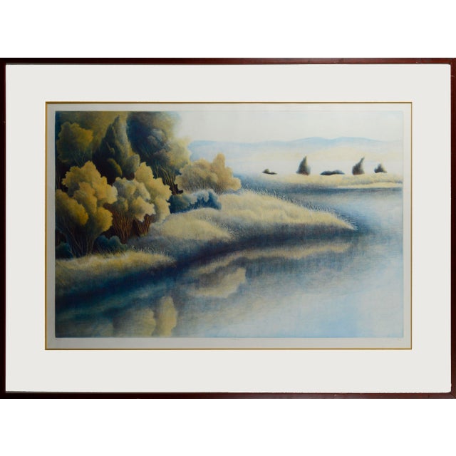 1990s "Haven III" - Large Scale Lakeside Grassland Landscape Lithograph, 50/150 For Sale