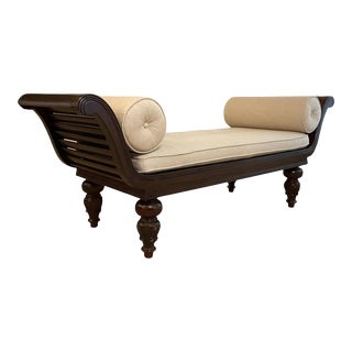 Vintage British Colonial West Indies Mahogany Bench For Sale