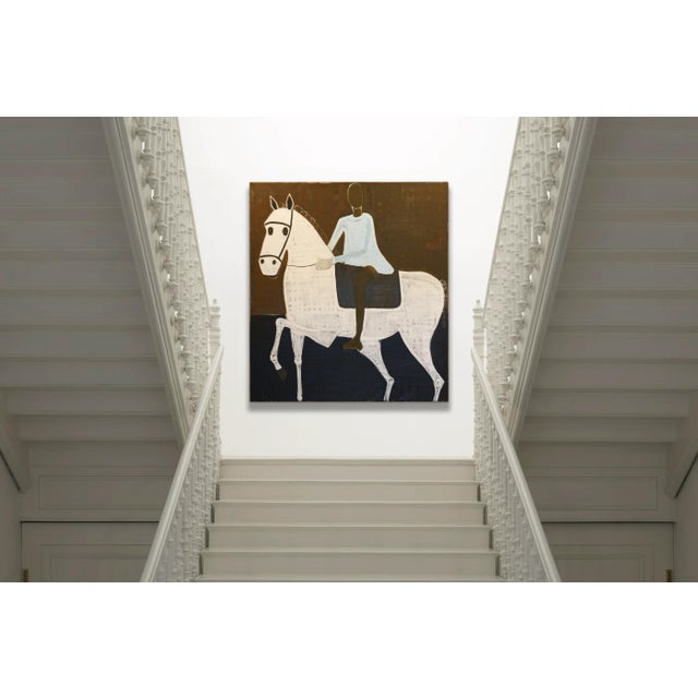 This large figurative oil painting is a reinterpretation of the statue in the Musei Capitolini in Rome, Equestrian statue...