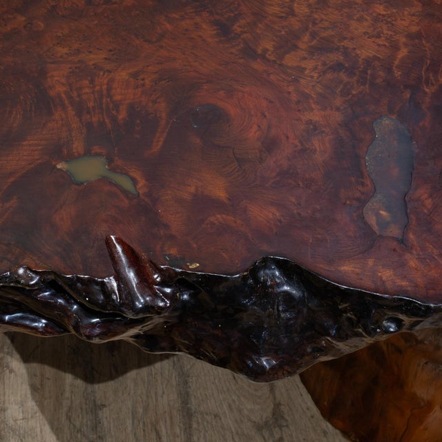 Brown Vintage California Redwood Burl Coffee Table c.1960 For Sale - Image 8 of 11