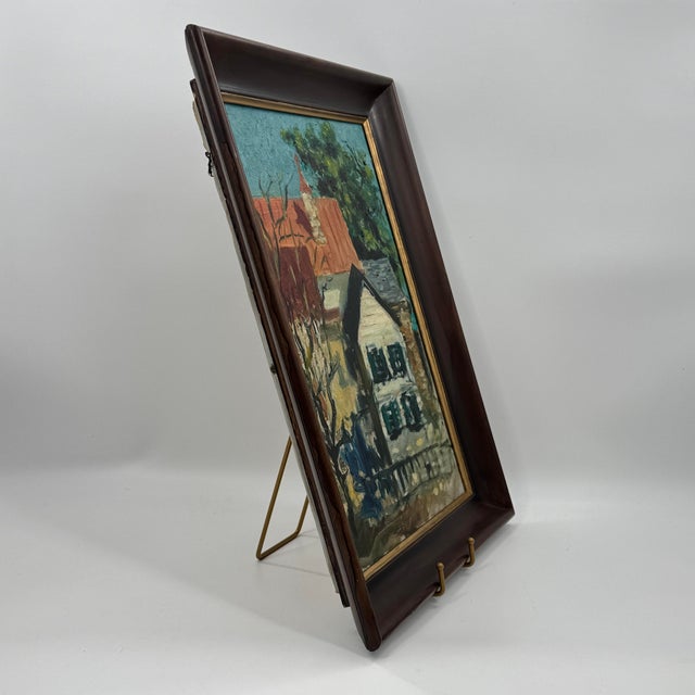 Textile Early 20th-Century Modernist House Oil Painting, Portrait Study Verso For Sale - Image 7 of 12