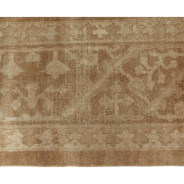 Brown Authentic Indian Amritsar Abstract Handwoven Wool Rug in Brown For Sale - Image 8 of 8