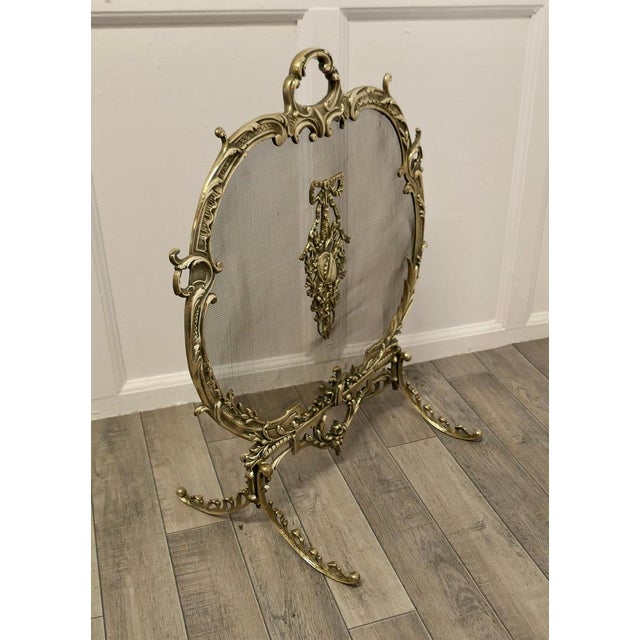French Brass Rococo Fire Guard For Sale - Image 6 of 9