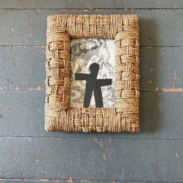 Contemporary Original Wayne Cunningham Small “Hands Across America “ Collage Woven Rope Tabletop Frame For Sale In Philadelphia - Image 6 of 6