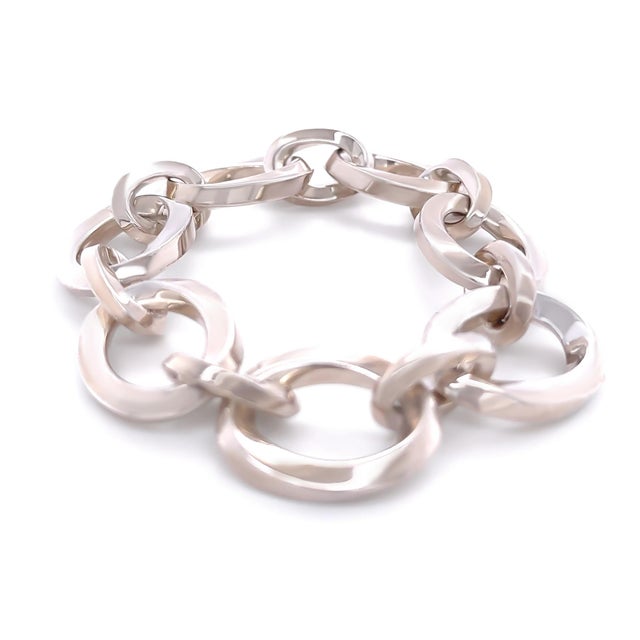 A rare vintage Tiffany & Co. Oval Link bracelet crafted in sterling silver, featuring oversized polished oval links in a...