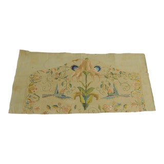 Antique Orange & Green Embroidered Italian Textile Fragment For Sale