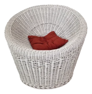 Vintage White Painted Rattan Pod Chair, 1970s