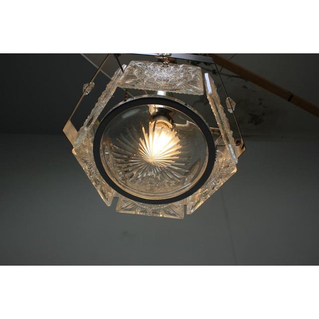 Czechoslovak Cut Glass and Chrome Pendant Light from Kamenický Šenov, 1970s For Sale - Image 12 of 14