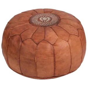 Vintage Moroccan Leather Pouf