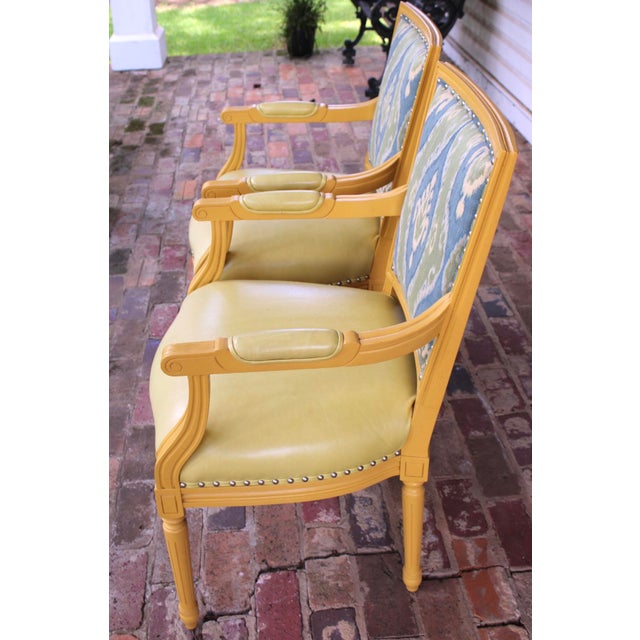 Palecek Gorgeous Pair of Palecek Leather Upholstered Chairs With Nailhead Trim For Sale - Image 4 of 14