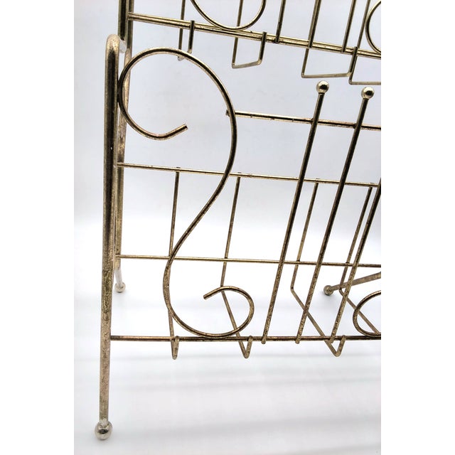 Brass Large Vintage Brass Magazine / Record Vinyl Holder For Sale - Image 8 of 10
