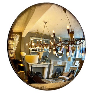 Large Convex Bronze Coloured Distressed Mirror, 2020s For Sale