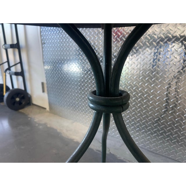 Vintage Mosaic Tile Bistro Side Table With Wrought Iron Base For Sale - Image 9 of 12