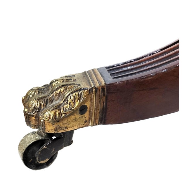 Antique American 19th C Regency Mahogany Flip Top Leather Game Table & Console For Sale - Image 17 of 18