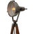 Vintage industrial spotlight on wooden tripod. adjustable height and angle. grey iron spot with clear glass. Diameter 30...