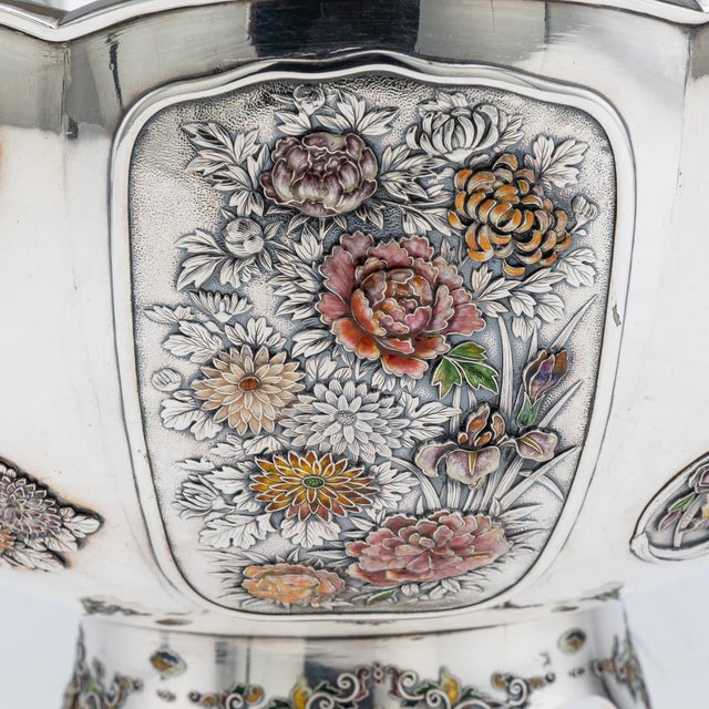 Antique Japanese Meiji Silver and Enamel Bowl, 1900s For Sale - Image 14 of 18