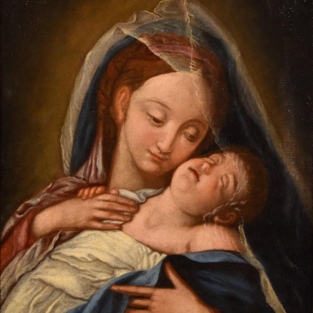 Follower of Giovan Battista Salvi Detto Il Sassoferrato, Madonna and Child, 1750, Oil on Canvas For Sale - Image 13 of 13