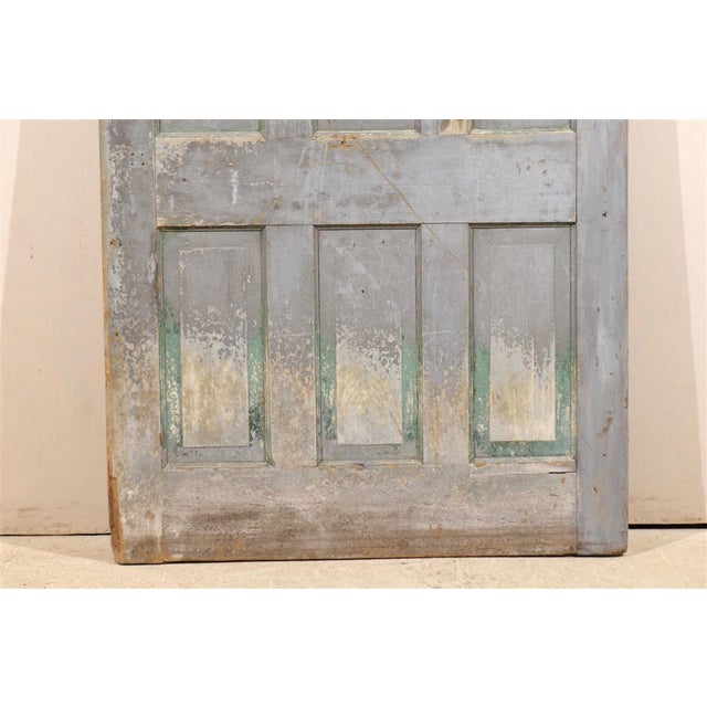 Vintage Oversized Grey Painted Wood Six-Panel Door For Sale In Atlanta - Image 6 of 8