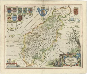 Antique Map of Northamptonshire by Blaeu, 1659