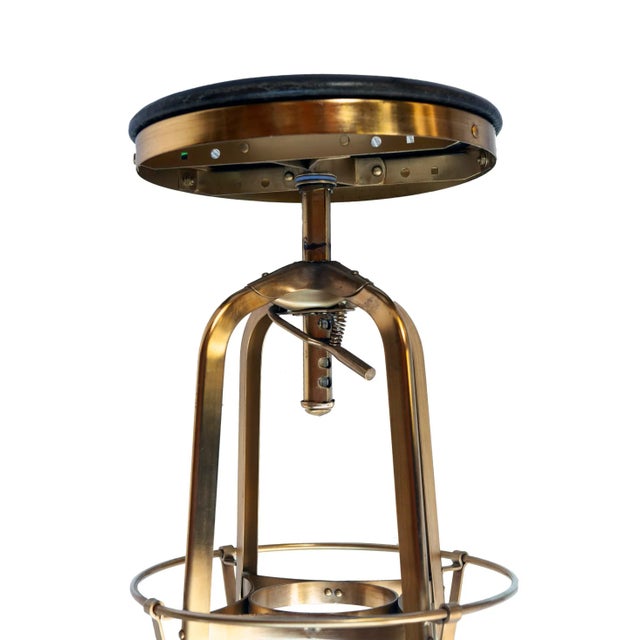 Vintage Restoration Hardware Brass Adjustable Stool For Sale In Los Angeles - Image 6 of 8