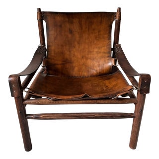 Buffalo Leather Safari Chair in the style of Arne Norell, 1970 For Sale