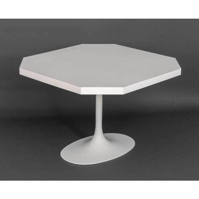 Metal Eero Saarinen Style Modern White Tulip Center Table For Sale - Image 7 of 8