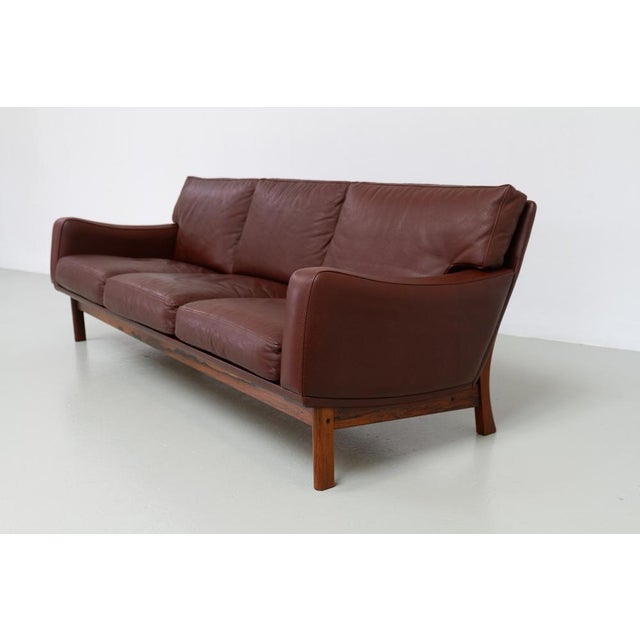 Brown Danish Modern Leather and Rosewood Sofa from Eran, 1960s For Sale - Image 8 of 18