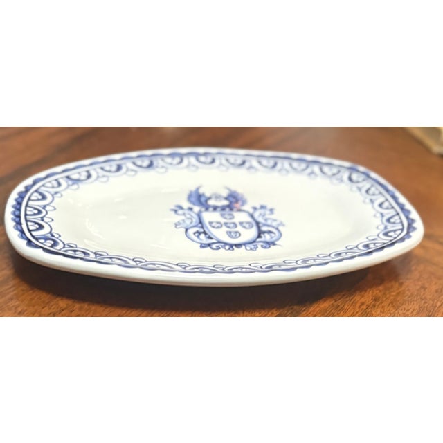 Vintage Brasao Blue and White Hand Painted Coat of Arms Catchall For Sale - Image 9 of 9