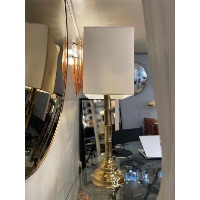 Brass Table Lamp with a Faux Bamboo Stem, 1970s For Sale - Image 4 of 13