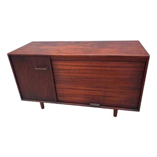 Jens Risom Tambour Door Cabinet, Walnut & Brass, Mid-Century, 1965 For Sale