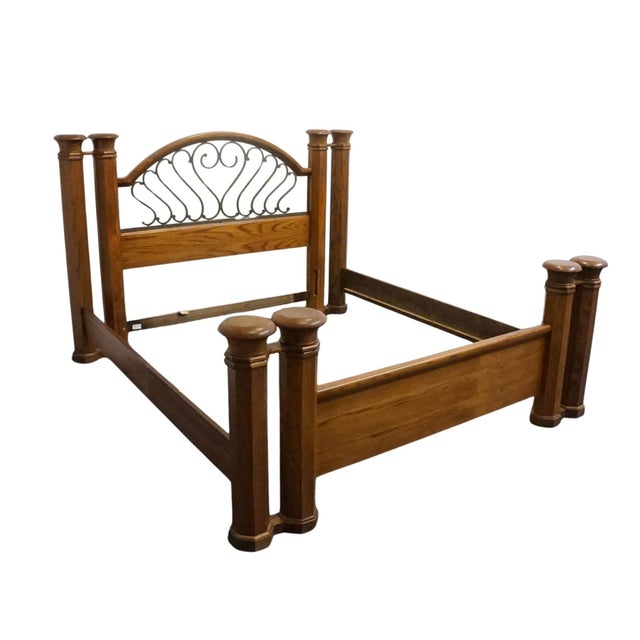 Thomasville Furniture Renaissance Collection Solid Oak Adjustable King / Queen Size Canopy Bed 34511-475 For Sale - Image 10 of 18