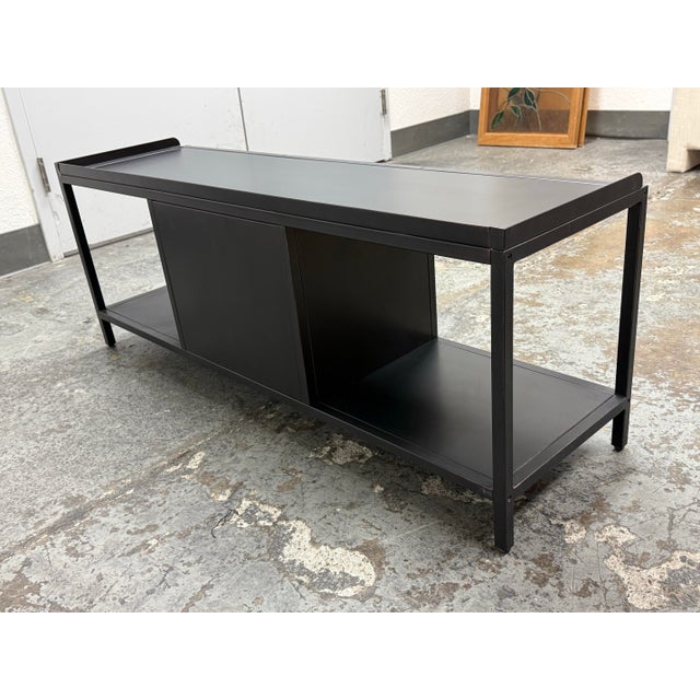 Black Industrial Metal Entry Bench For Sale - Image 8 of 12