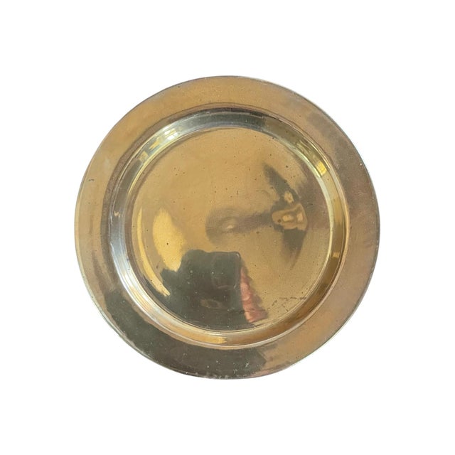 Set of 6 midcentury Hollywood Regency era gold tone shiny polished brass coasters. Made in India, approximately 5"...