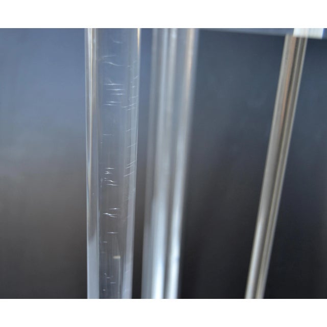 Signed Marlee Tall Mid-Century Modern Clear Lucite & Chrome Floor Lamp For Sale - Image 10 of 12