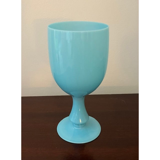 Art Deco 1930s Assorted Blue Opaline Goblets - Set of 3 For Sale - Image 3 of 7