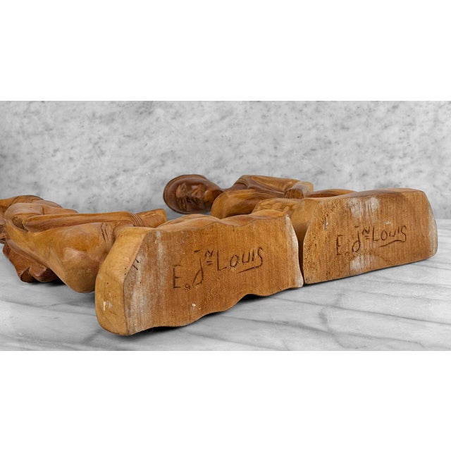 Vintage Large African Mahogany Figural Women Library Bookends - A Pair For Sale - Image 9 of 9